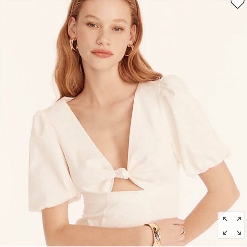 J. Crew Collection Cutout puff-sleeve dress in cotton twill